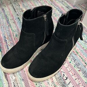 STEVE MADDEN Saidi Suede Platform Sneaker Booties Black Sz 8.5